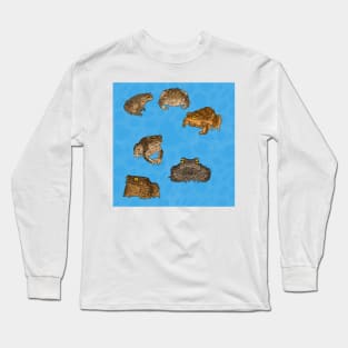 Toads Pattern Blue Long Sleeve T-Shirt